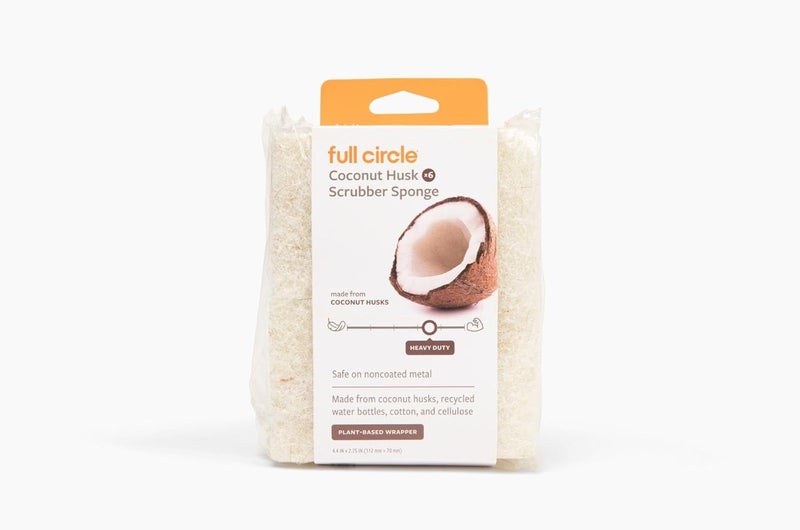 Full Circle Coconut Scrubber Sponges, Pack of 6 – Dual-Sided, Plant-Based Sponges Made with Coconut Shells, Cellulose & Recycled Materials, Safe for Nonstick Cookware - Image 1